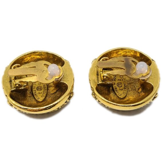 Chanel Button Earrings Clip-On Gold 23 - Picture 3 of 4